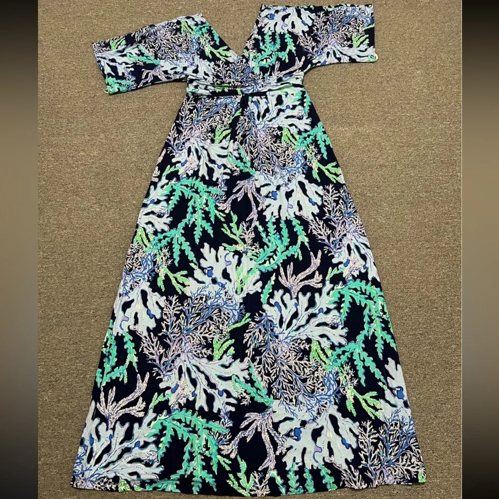 Lilly Pulitzer Vibrant Blue and Green Maxi Dress - Picture 3 of 6